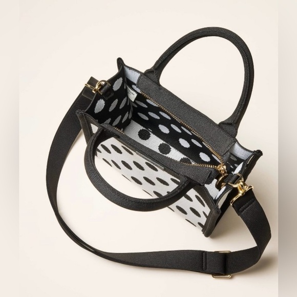 NWT • Kate Spade x Target Poka Dot Black & White Knit Crossbody Bag - Picture 9 of 16